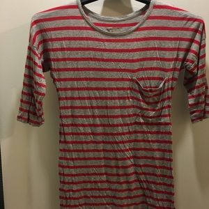 Red and grey striped shirt